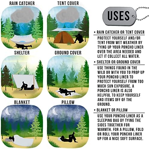 MEDALS OF AMERICA EST. 1976 Military Gear Blanket Poncho Liners Woobie Emergency Blanket - Military Surplus Cold Weather Camping and Hunting Woobie Blanket (Woodland)