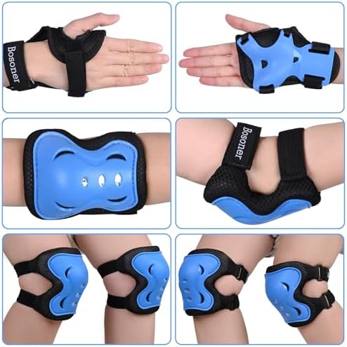 BOSONER Kids/Youth Knee Pad Elbow Pads Guards Protective Gear Set for Roller Skates Cycling BMX Bike Skateboard Inline Skatings Scooter Riding Sports