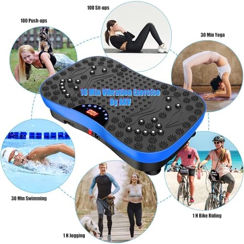 AXV Vibration Plate Exercise Machine Whole Body Workout Portable Mini Vibrate Fitness Platform Lymphatic Drainage Machine for Weight Loss Shaping Toning Wellness Home Gyms Workout (Mini)