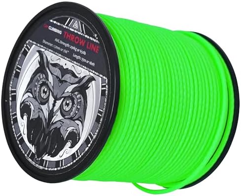 GM CLIMBING Throw Line 1.7mm 180Ft Roll Green UHMWPE Cord 650LBS High Strength for Tree Climbing Arborist Outdoor Utility Cord
