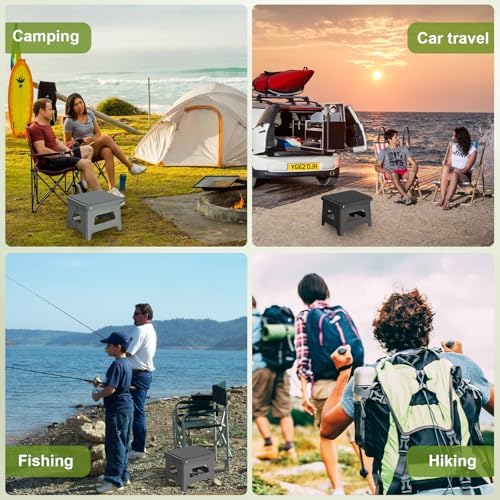 Portable Toilet for Adults, Folding Camping Toilet with Lid & Solidifier, Emergency Seat for Limited Mobility, Compact Potty for Home, RV & Travel, Anti-Slip Design (Black)