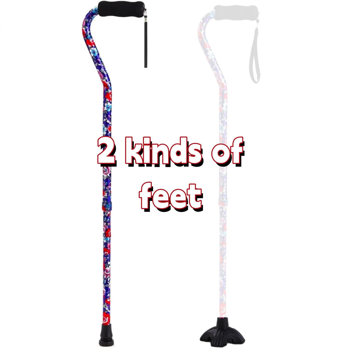 LIXIANG Adjustable Walking Stick for Men and Women, Folding Cane, Soft Sponge Offset Handle, Light Weight, Suitable for Arthritis Patients, Elderly and Disabled Ladies Canes for Walking