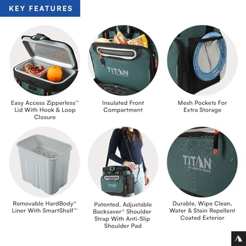 Arctic Zone Titan Deep Freeze Cooler - Zipperless Hardbody Cooler - Small & Large Capacity- Beach & Camping Cooler - Deep Freeze Insulation, HardBody Liner, and SmartShelf