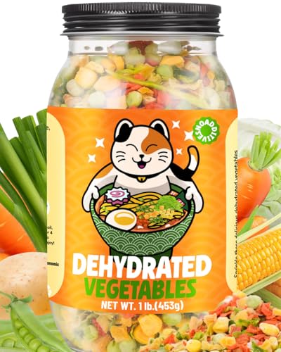16OZ Dehydrated Freeze Dried Vegetables - 100% Natural Large Packaging Ramen Toppings, 6 Mixed Vegetable Flakes, No Gluten & No Allergen, Dry Veggie for Cooking, Camping, Emergency Supply