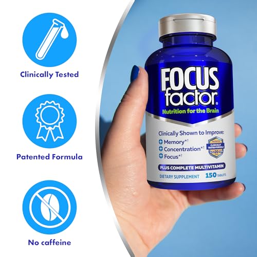 Focus Factor Nutrition for The Brain Improved Memory & Concentration Brain Supplement, 150 Count, 1 Pack (10407)