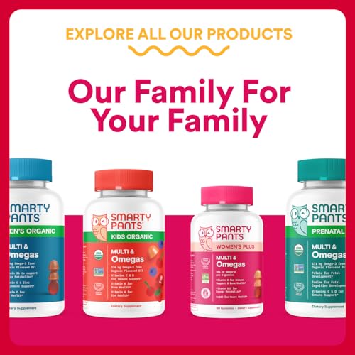 SmartyPants Organic Women's Multivitamin Gummies: Biotin, Probiotics, Methylfolate, Omega 3 (ALA), Vitamin D3, C, Vitamin B12, B6, A, K & Zinc, Inositol, Gluten Free, 120 Count (30 Day Supply)