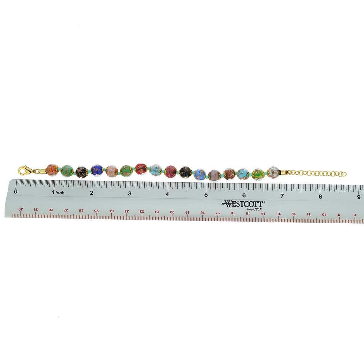 Glass of Venice Murano Bracelet - Italian Multicolor Sommerso Sparkling Beads Handmade Blown Glass for Women