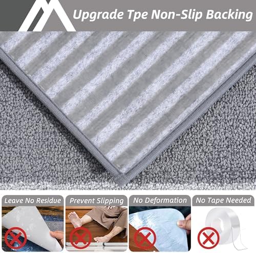 COSY HOMEER Soft Stair Treads 15pcs Non-Slip Carpet Mat 28inX9in Indoor Stair Runners for Wooden Steps,Stair Rugs for Kids and Dogs, 100% Polyester TPE Backing Grey,Square