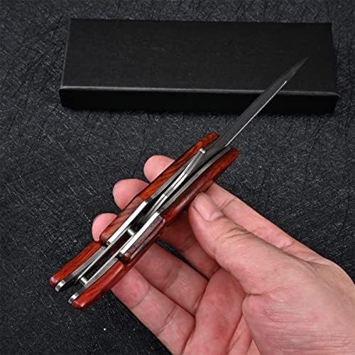 SD604A VG10 Damascus Folding Knife Pocket Knife Yellow Sandalwood Handle Mechanical Lock Outdoor Camping Survival (Suguha)