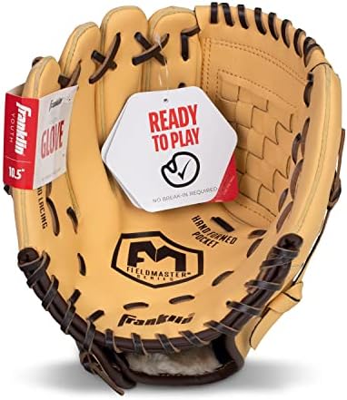 Franklin Sports Baseball + Softball Gloves - Field Master Adult + Youth Baseball + Softball Gloves - Right Hand + Left Hand Gloves - Infield + Outfield Mitts - Multiple Sizes + Colors