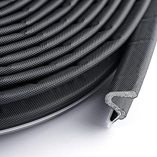 BBTO Weather Stripping Door Seal Strip Kerf Soundproof Strip V-Shaped Q Foam Weather Stripping Exterior Door Frame for Summer Windows Large Gap Seal and Easy Installation(40 Feet,Black)