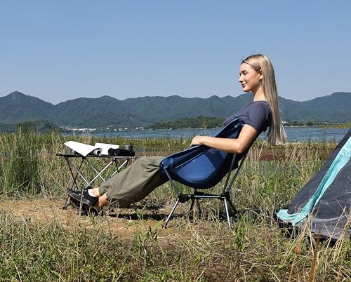 MARCHWAY Lightweight Folding Camping Chair, Stable Portable Compact for Outdoor Camp, Travel, Beach, Picnic, Festival, Hiking, Backpacking, Supports 330Lbs (Dark Blue)