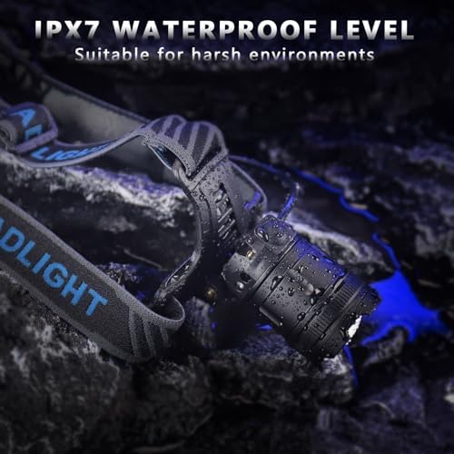 LED Headlamp Rechargeable, 2000 Lumens Super Bright Head Lamp with Motion Sensor, 5 Modes & 120°Adjustable & IPX7 Waterproof USB Rechargeable Headlight for Outdoor Camping, Running, Cycling, Climbing