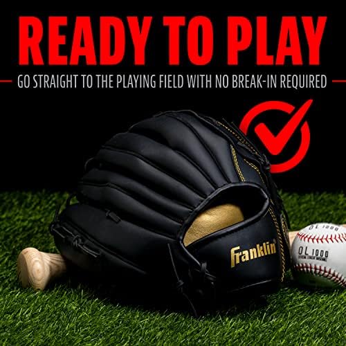 Franklin Sports Baseball + Softball Gloves - Field Master Adult + Youth Baseball + Softball Gloves - Right Hand + Left Hand Gloves - Infield + Outfield Mitts - Multiple Sizes + Colors