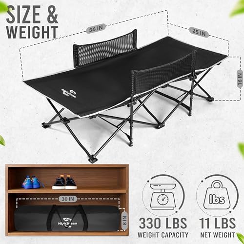Toddler Cot Bed: Kids Travel Camping Bed, a Portable Folding Cot for Kids Great for Outdoors and Young Guests at Home. Comfortable Kids Sleeping Cot Easy to Store and Use (Gray)