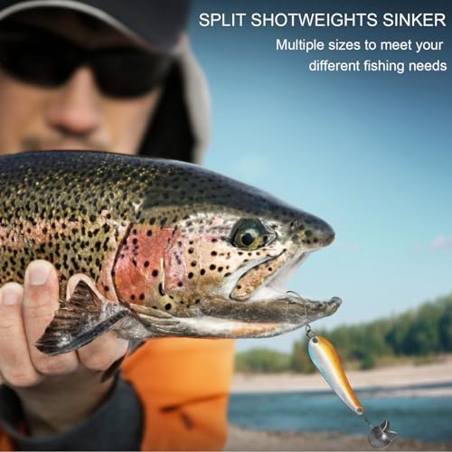 SANWEAL120PCS/200PCS Fishing Weights Sinkers - Premium Split ShotFishing Weights Sinkers - Round Removable Fishing Sinkers - 5/6 Sizes