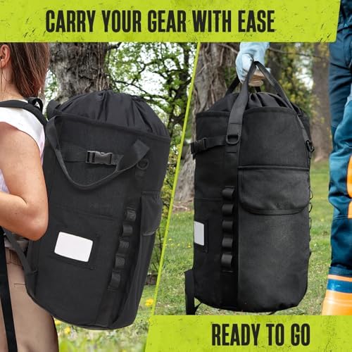 Arborist Rope Bag, 35L Tree Climbing Rope Bag, Arborist Equipment Bucket Backpack, Arborist Gear Carrier Bag with Side Pockets, Tough Rock Climbing Backpack, Rock and Tree Climbing Gear