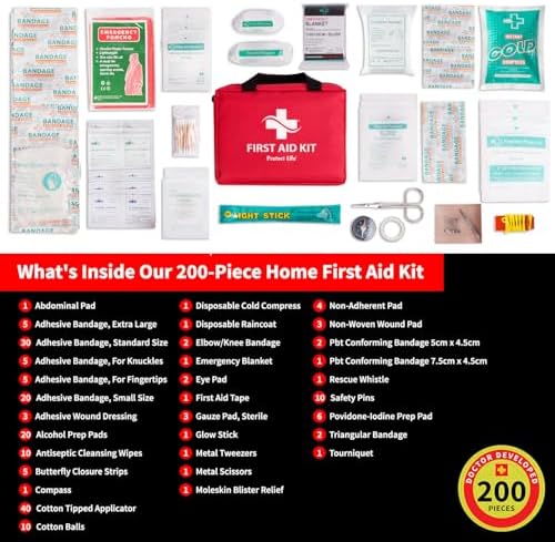 Protect Life Survival First Aid Kit for Home/Business, Camping Survival Kits | Mini Travel First Aid Kit | Camping Equipment | Small Kits for Car | Outdoor Emergency Survivals Pack