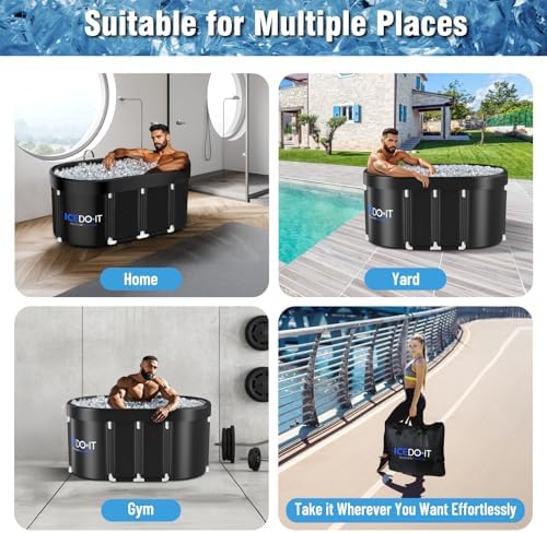 Upgrade 129 Gal XL Large Oval Ice Bath Tub for Athletes, Collapsible Cold Plunge Tub-Multiple Layered for Post-Exercise Recovery, Portable Bathtub for Home, Gyms, Indoor, Outdoor use