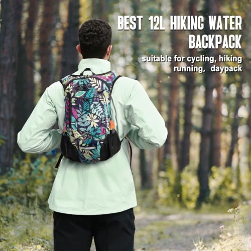 Lightweight Hydration Backpack, Running Backpack with 2L Water Bladder, Hydro Water Daypack for Cycling Hiking Rave for Men Women