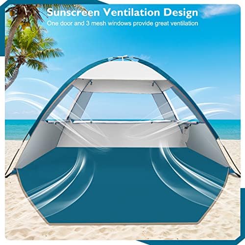 COMMOUDS Beach Tent Sun Shade for 3/4-5/6-7/8-10 Person, UPF 50+ Beach Sun Shelter Canopy Tent, Lightweight, Easy Set Up and Carry