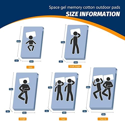 CYMULA Memory Foam Camping Mattress Pad, CertiPUR-US Sleeping Mat, Portable Roll Up Mattress for Adults, Camping Bed Pads for Sleepover, Car Bed with Travel Bag