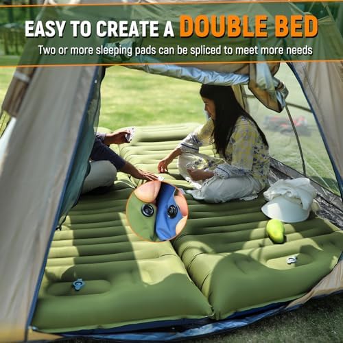 Camping Sleeping Pad, Thick 5 Inch Camping Mat with Pillow Built-in Foot Pump Ultralight Inflatable Sleeping Pads for Camping, Backpacking, Hiking, Tent