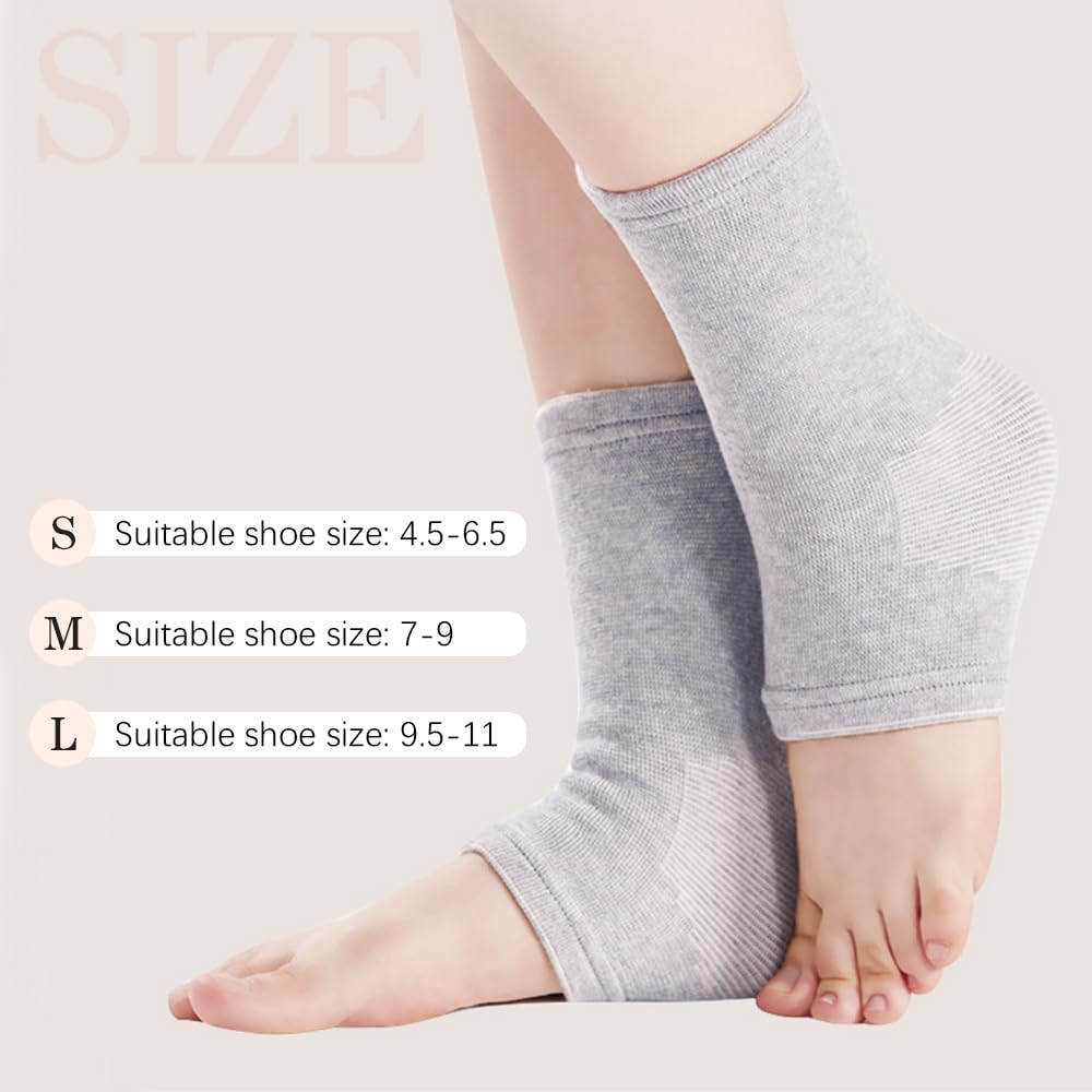 Mustowl One Compress Bamboo Foot Sleeves, Ankle Protection Socks,Ankle Compression Socks for Swelling Sprain Cold Protection (Grey 1 Pair, M(38-40))