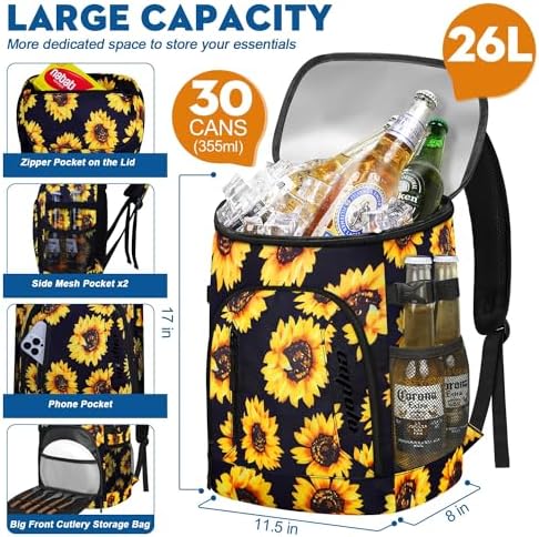 Capolo Cooler Backpack 30/45 Cans, Insulated Thermal Bag Beverage Soft Cooler Lunch Camping Travel Picnic Hiking for Men Women