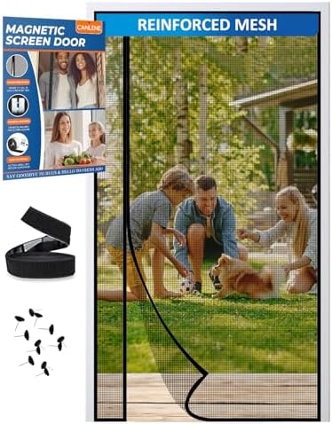 Magnetic Screen Door Left Right Side Opening Polyethylene Terephthalate Mesh Greater Than Fiberglass and Polyester Easy Install