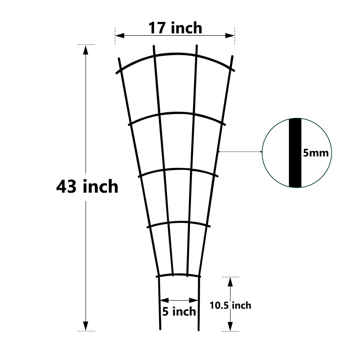 Thealyn 43" Tall Metal Plant Trellis Climbing Plant Support, 4 Pack Black