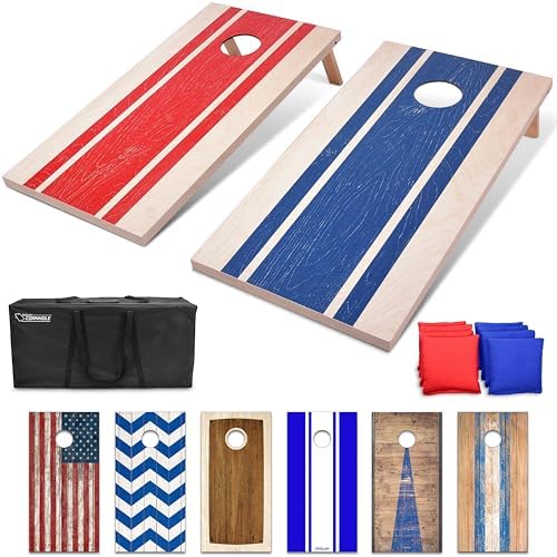 GoSports Portable Cornhole Sets, 8 Styles – Choose 4 x 2 ft or 3 x 2 ft - Boards Include 8 Bean Bags, Travel Case, and Game Rules