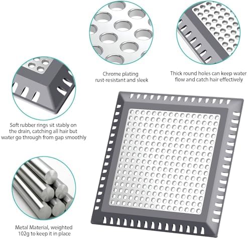Hair Catcher/Drain Strainer/Shower Drain Cover for Bathroom Floor Drain, Stainless Steel and Silicone (6 inch, Dark Grey)