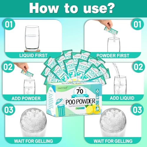 PortablePortable Toilet Gel, Poo Powder for Portable Toilet, Camping Toilet Gel, Pee Powder, Portable Toilet Powder for Outdoor Camping and Hiking Toilet Gel Powder