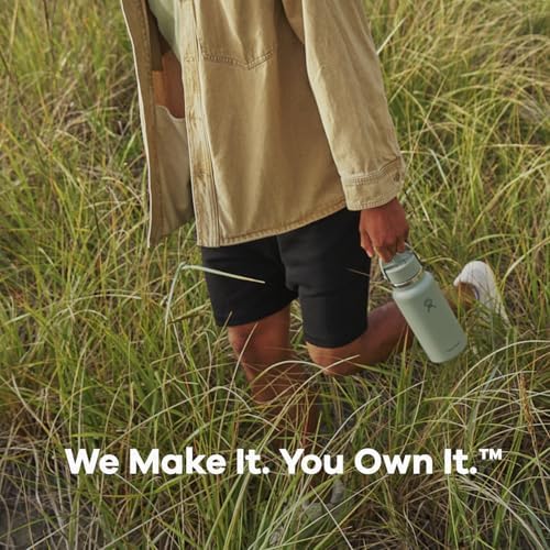 HYDRO FLASK Wide Mouth vacuum insulated stainless steel water bottle with leakproof closeable straw lid for cold water drinks, sports, travel, car and school