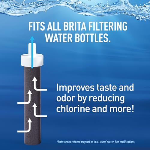 Brita Stainless Steel Premium Filtering Water Bottle, BPA-Free, Reusable, Insulated, Replaces 300 Plastic Water Bottles, Filter Lasts 2 Months or 40 Gallons, Includes 1 Filter, Rose - 20 oz.
