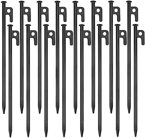 16 Pack Tent Stakes Heavy Duty Metal Tent Pegs for Camping Steel Tent Stakes 12 inch Unbreakable and Inflexible