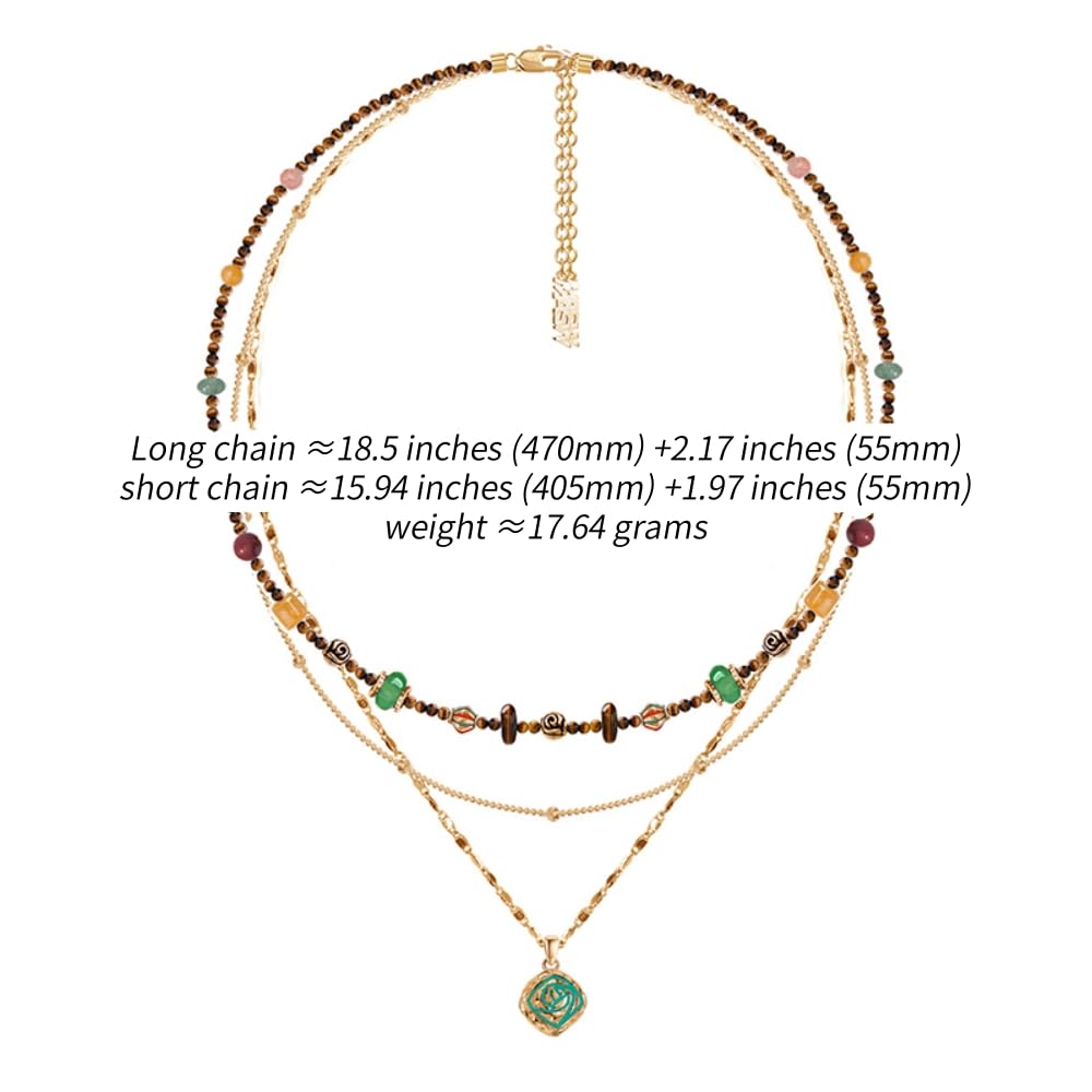 MASW boho layered Original design Retro style multi-layer beaded necklace Fashion women's gold-plated necklace M3396