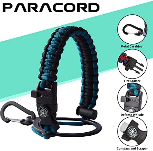 Vacuum Insulated Water Bottle 40oz - with Straw & Spout Lids, Paracord Handle, Shoulder Carrier Bag, Sport Stainless Steel,Double-Wall Metal Water Bottle Thermo Hydro Mug Flask