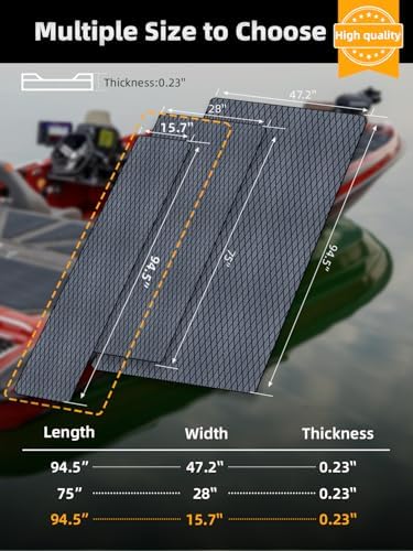 FOCEAN Boat Flooring EVA Foam Boat Decking Marine Mat Non-Slip Self-Adhesive Flooring Sheet for Motorboat Kayak Surfboard Garden Floor Swimming Pools, 94.5''x 15.7'', Dark Grey with Black Lines
