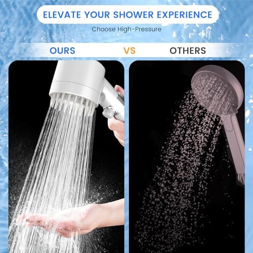 Filtered Shower Head with Handheld, High Pressure 3 Spray Mode Showerhead with 18 Stage Water Softener Filters for Hard Water - Handheld Shower Head-Remove Chlorine-White