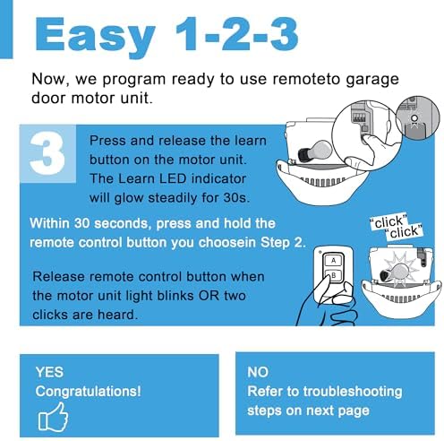 Garage Door Opener Keypad with 2 Garage Door Opener Remote for Liftmaster Chamberlain Craftsman Garage Door Opener Remote Keypad 877MAX 893LM 893Max 971LM 371LM, Purple Yellow Red Orange Learn Button