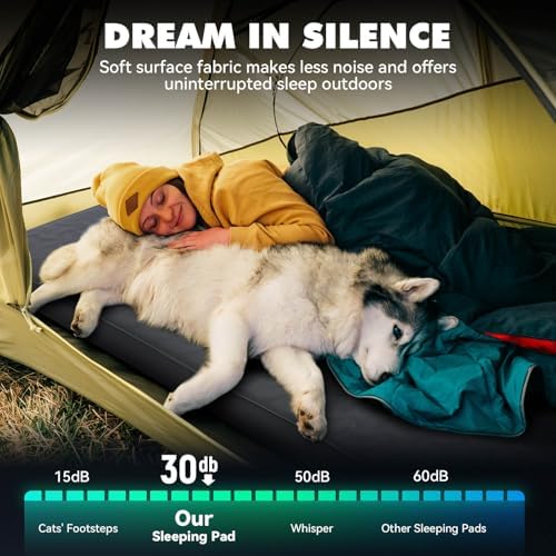 Hikenture 4" Thick Self Inflating Sleeping Pad with Electric Pump, Foam & Air Camping Mattress, 9.5 R-Value Insulated Sleeping Mat, Portable All Season Camping Pad for Tent, Car, Cot