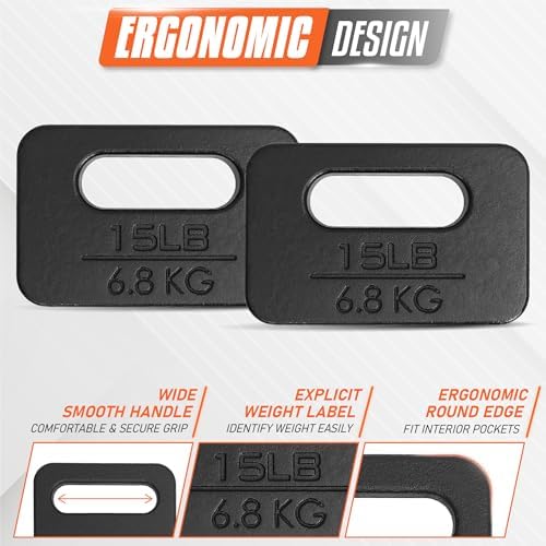 Yes4All Cast Iron Ruck Weight, Weighted Plate for Rucking, Swings, Squat, Strength Training - Multiple Weights: 10LB to 45LB