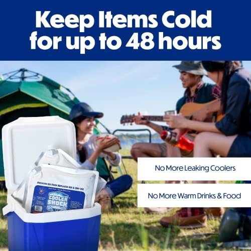 Cooler Shock Reusable Ice Packs for Cooler - Long Lasting Cold Freezer Packs for Coolers and Lunch Boxes - Cooler Ice Packs for Camping Gear, Fishing, Road Trips, Beach Must Haves