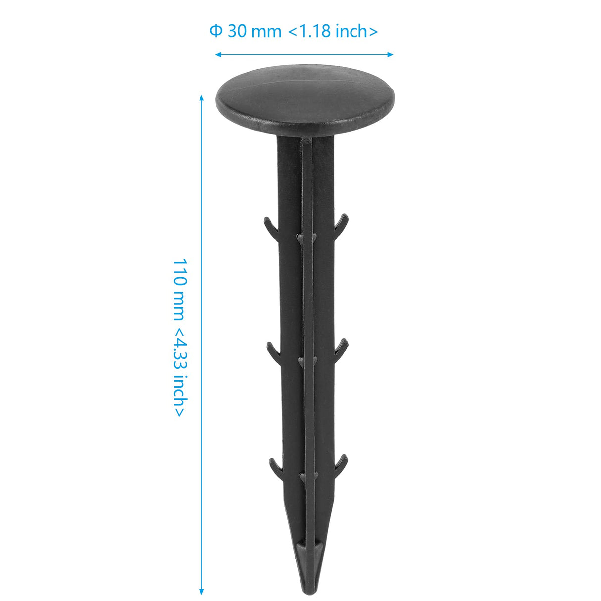 300 Pack 4 Inches Plastic Garden Landscape & Garden Spikes, Black Garden Stakes Anchors Spikes with Barbs, Plastic Landscape Anchoring Spikes for Holding Weed Barrier, Lawn Edging, Turf, Tent, Tarp