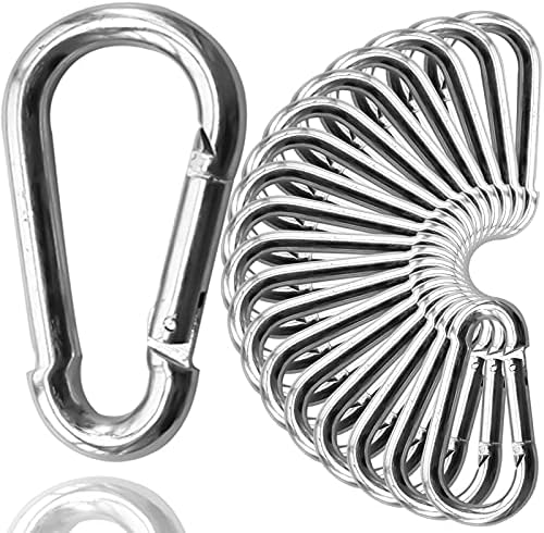 30Pack Heavy Duty Spring Snap Hooks 4Inch, 3/8” Carabiner Clips for Swing, Large Steel Chain Quick Links Safety Buckle Connector for Hammock Fitness Gym Outdoor Boating, M10 Snap Hook Carabiners