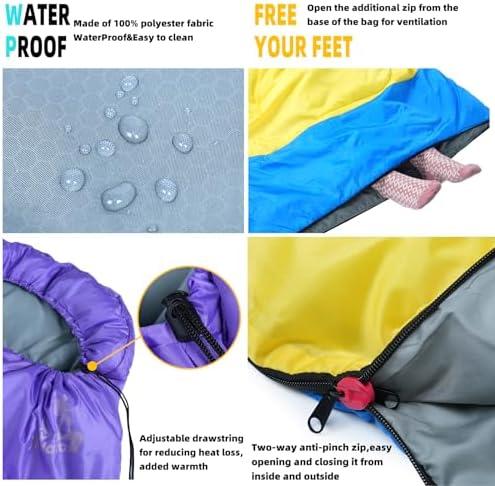 Sleeping Bags for Adults Kids - 3 Season Cold&Warm Weather Waterproof Camping Sleeping Bags - Lightweight Sleeping Bags for Camping Hiking Outdoor Travel