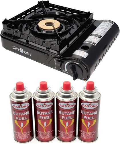 GasOne 15,000 BTU Propane or Butane Stove Dual Fuel Stove Portable Camping Stove - Patented - with Carrying Case Great for Emergency Preparedness Kit