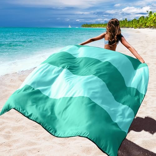 Beach Blanket Waterproof Sandproof Beach Mat 79" X 83" /10'x9'for 2-8 Adults Quick Drying Outdoor Picnic Mat Beach Accessories for Travel, Camping, Hiking